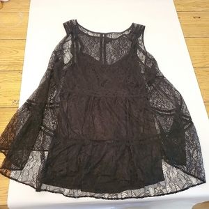 Torrid size 3 black Tank with lace tank overlay.